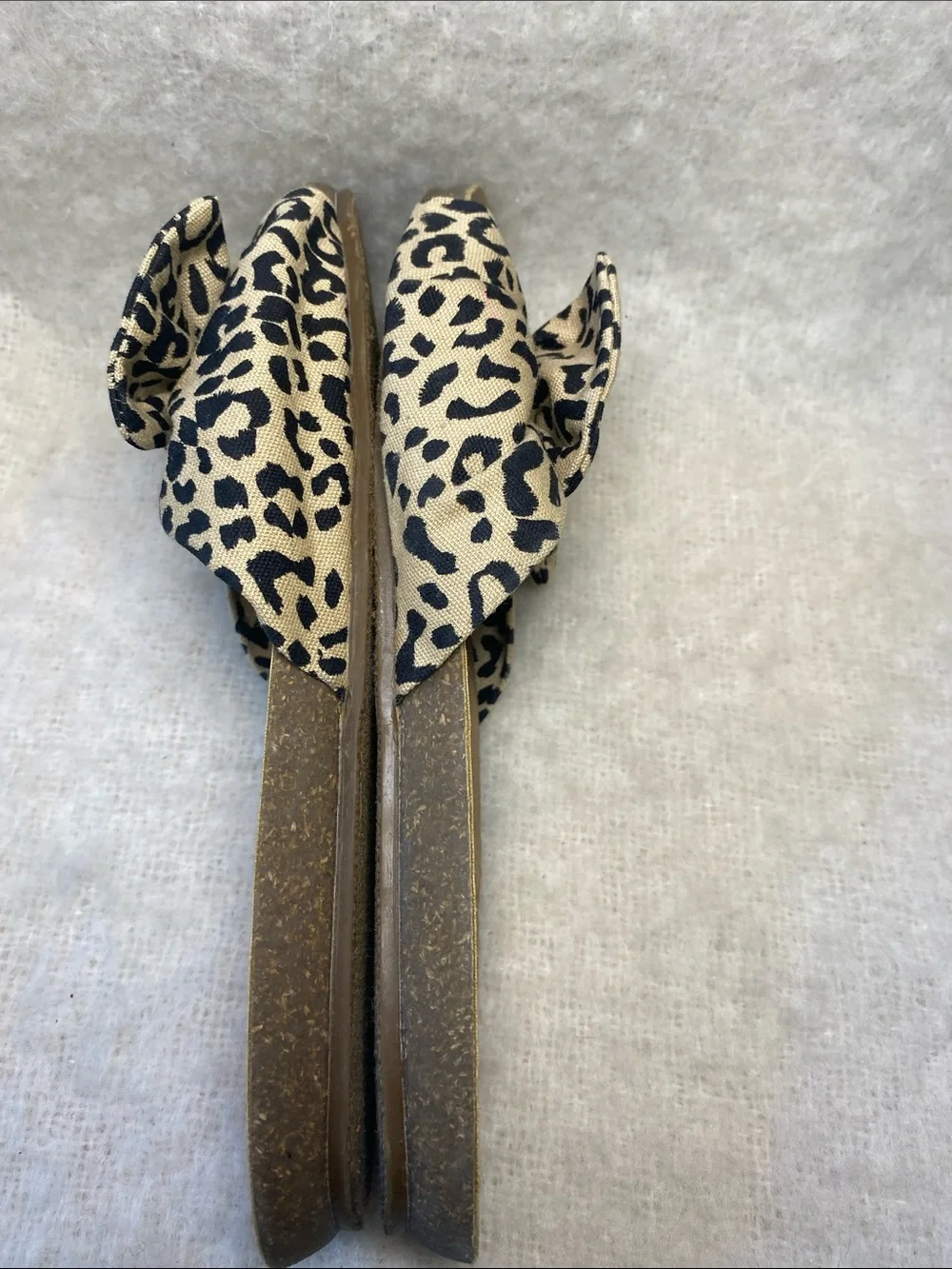 Blowfish Leopard Bow Slide Sandals - Beige & Black Size 9.5